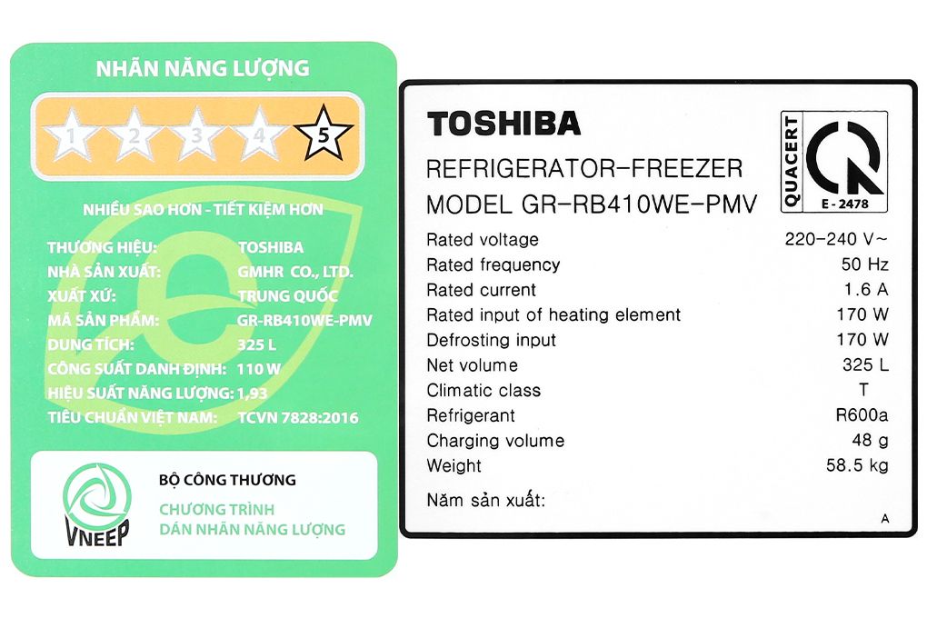 GR-RB410WE-PMV(37)-SG -Tủ Lạnh Toshiba Inverter 325Lít