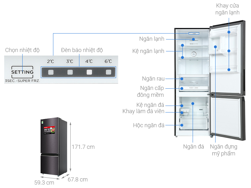GR-RB410WE-PMV(37)-SG -Tủ Lạnh Toshiba Inverter 325Lít