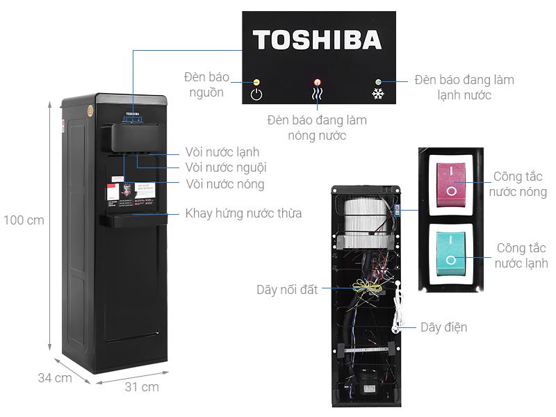 RWF-W1917TV(K) - Cây Nước Nóng Lạnh Toshiba 650W