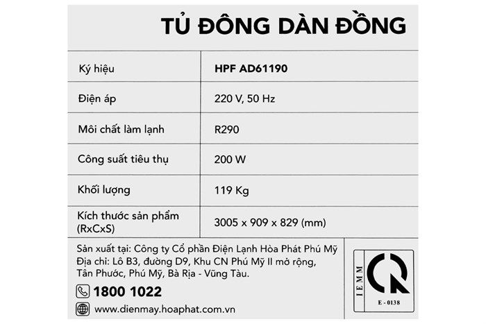 HPF AD61190 - Tủ đông Hòa Phát 1190 lít