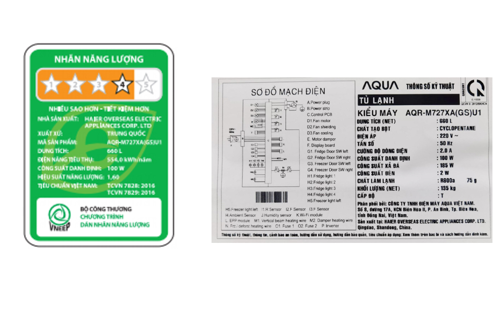 AQR-M727XA(GS)U1 - Tủ Lạnh Aqua Inverter 660 Lít Multi Door