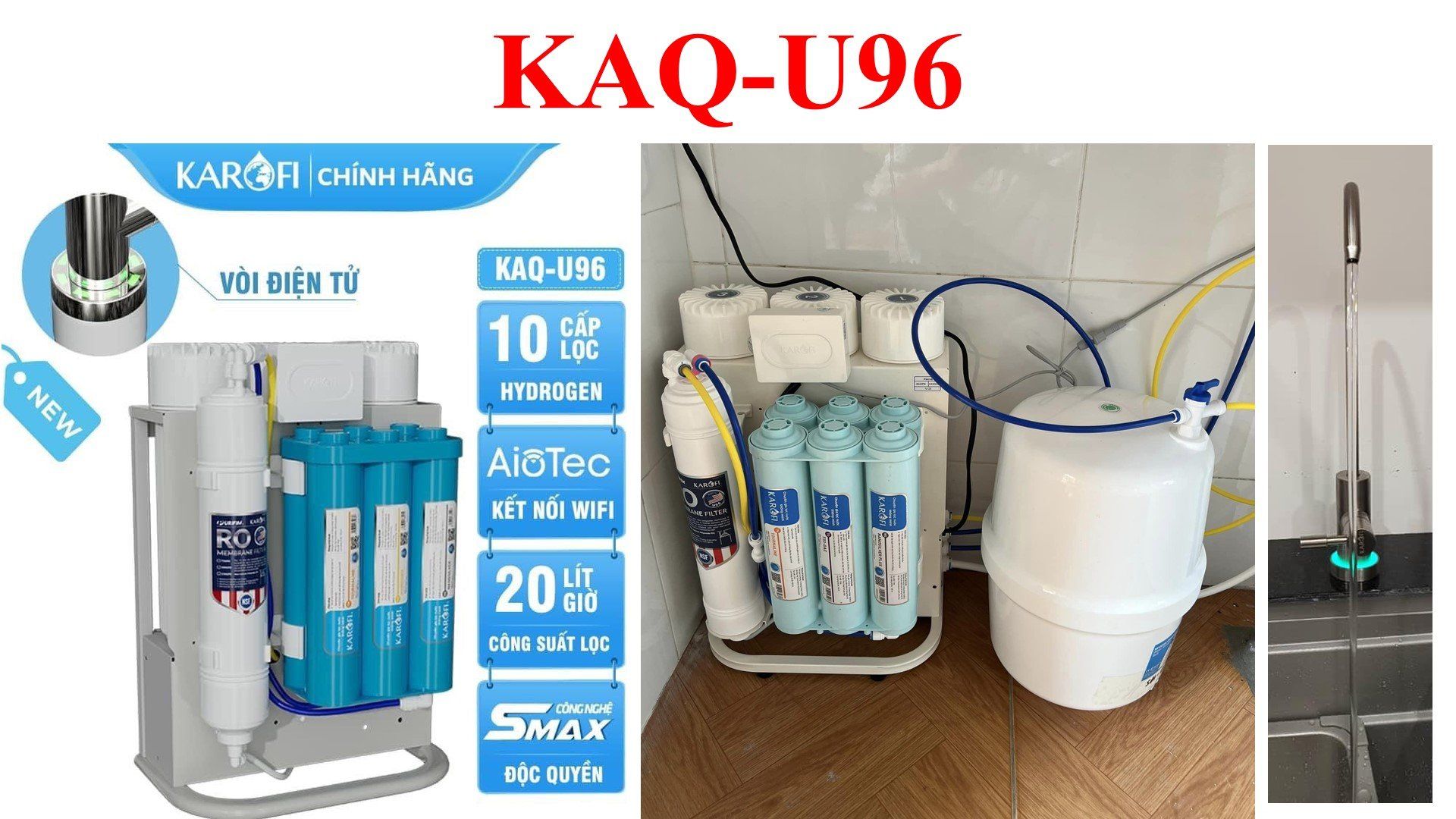 KAQ-U96 - Máy Lọc Nước Không Tủ Để Gầm Karofi