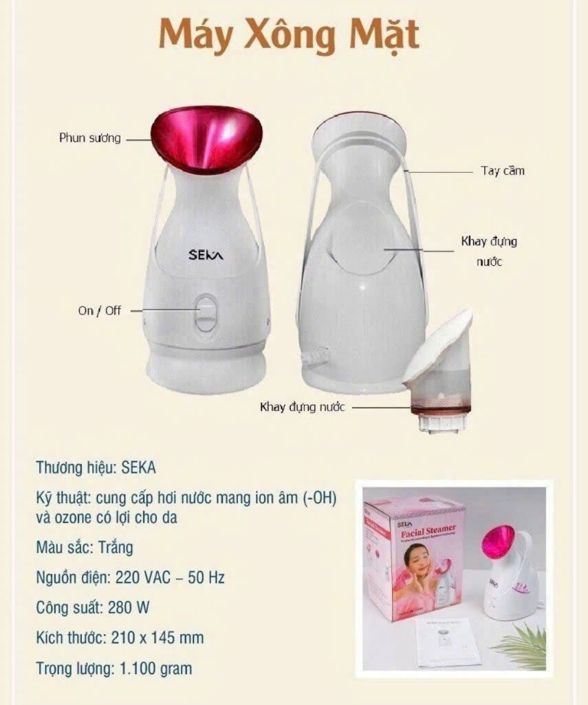 SKJ3080 - Máy Xông Hơi Mặt Seka _ GIỮ ẨM, LÀM SẠCH, SE KHÍT LỖ CHÂN LÔNG _ 280W