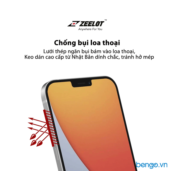 Dán cường lực iPhone 12 Pro Max/iPhone 12 Pro/iPhone 12/iPhone 12 Mini Zeelot PureGlass Full Chống vân tay