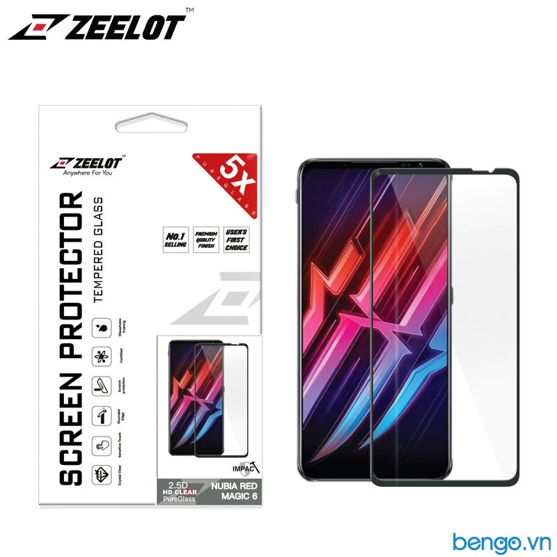 Dán Cường Lực Nubia Red Magic 6 ZEELOT PureGlass 2.5D Full Keo