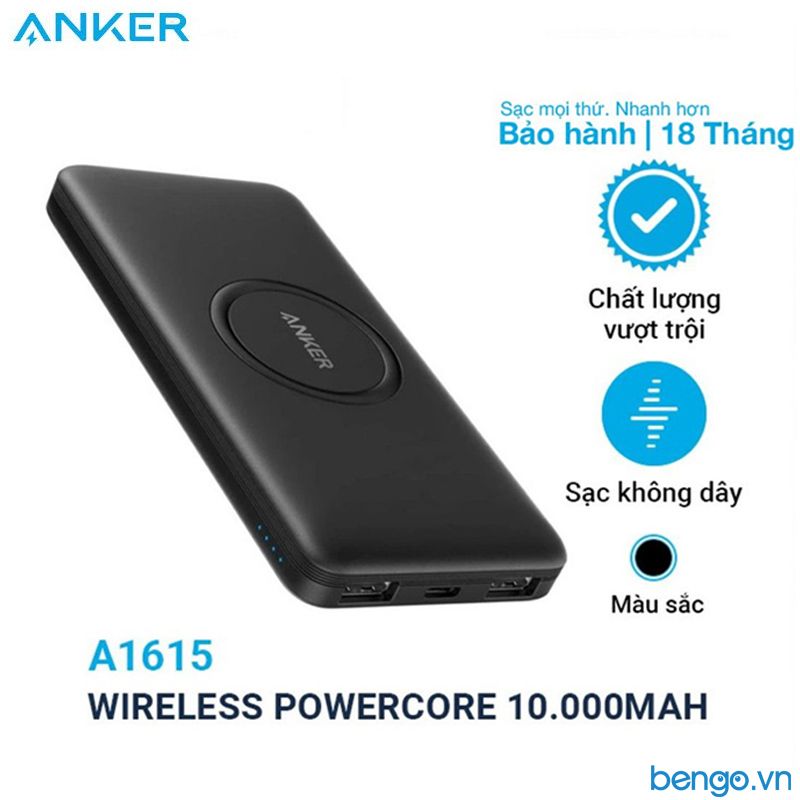 Pin Sạc Dự Phòng Không Dây Anker Wireless PowerCore 10.000mAh - A1615