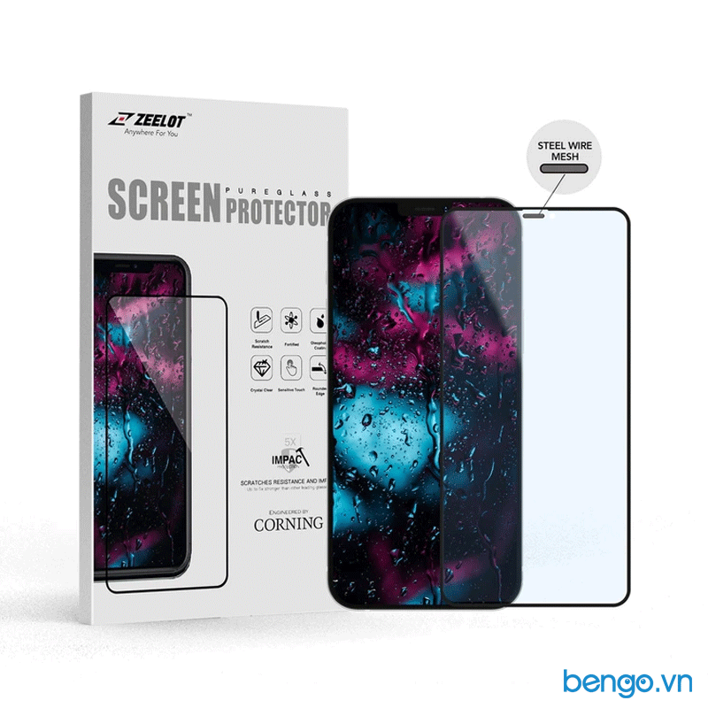 Dán cường lực iPhone 12 Pro Max/iPhone 12 Pro/iPhone 12/iPhone 12 Mini Zeelot PureGlass Full Anti Blue Ray