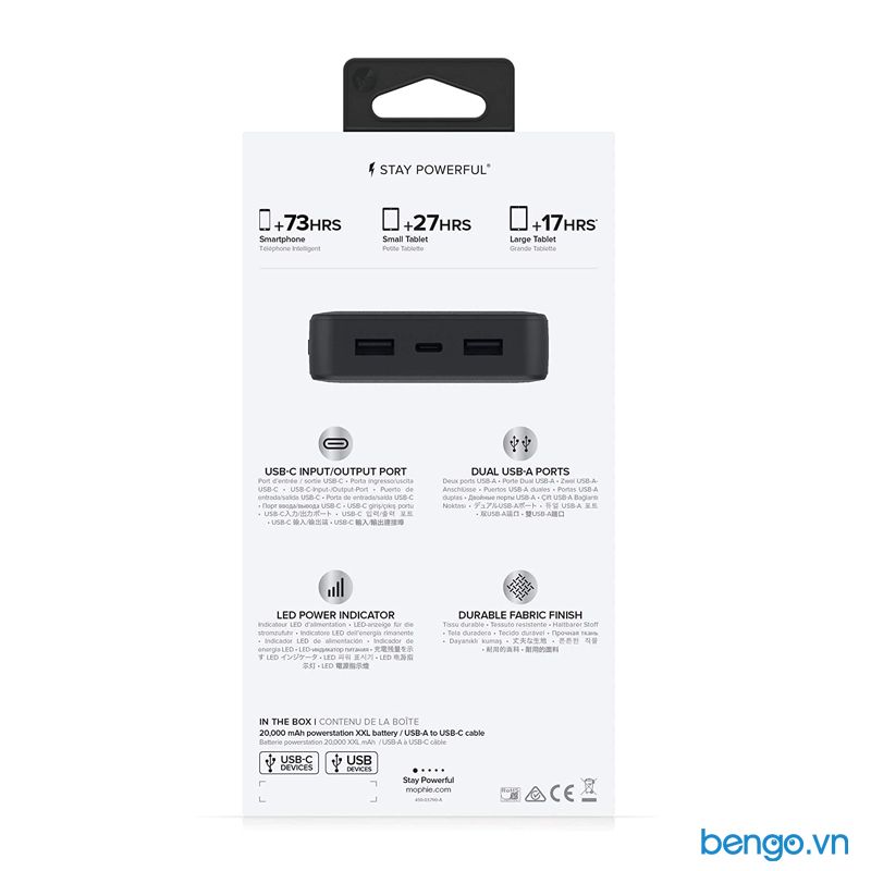 Pin Sạc Dự Phòng 20000mAh Mophie Powerstation Fabric - 401102987