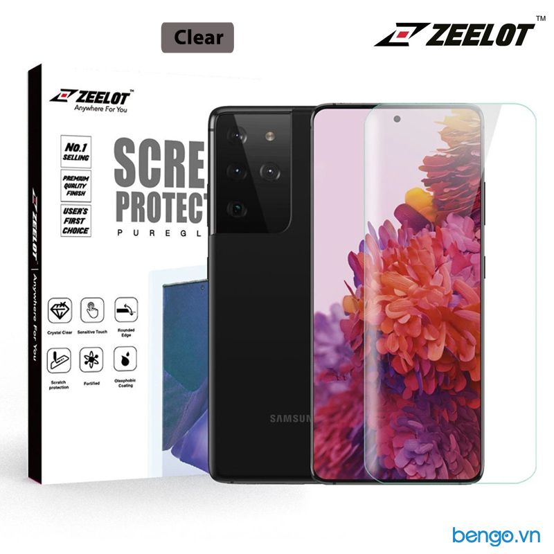 Dán Cường Lực Samsung Galaxy S21/S21 Plus/S21 Ultra 5G Loca UV Zeelot PureGlass 3D Clear