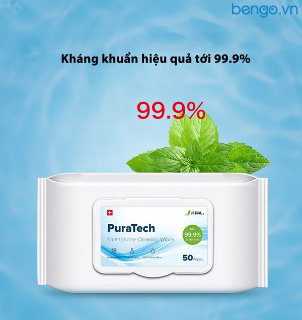 Khăn Ướt Vệ Sinh Smartphone JCPAL Puratech 75% Alcohol - Gói 50 Miếng