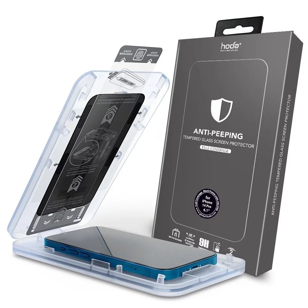Dán cường lực iPhone 14 Pro Max Hoda Full Chống Nhìn Trộm Kèm Khung Dán