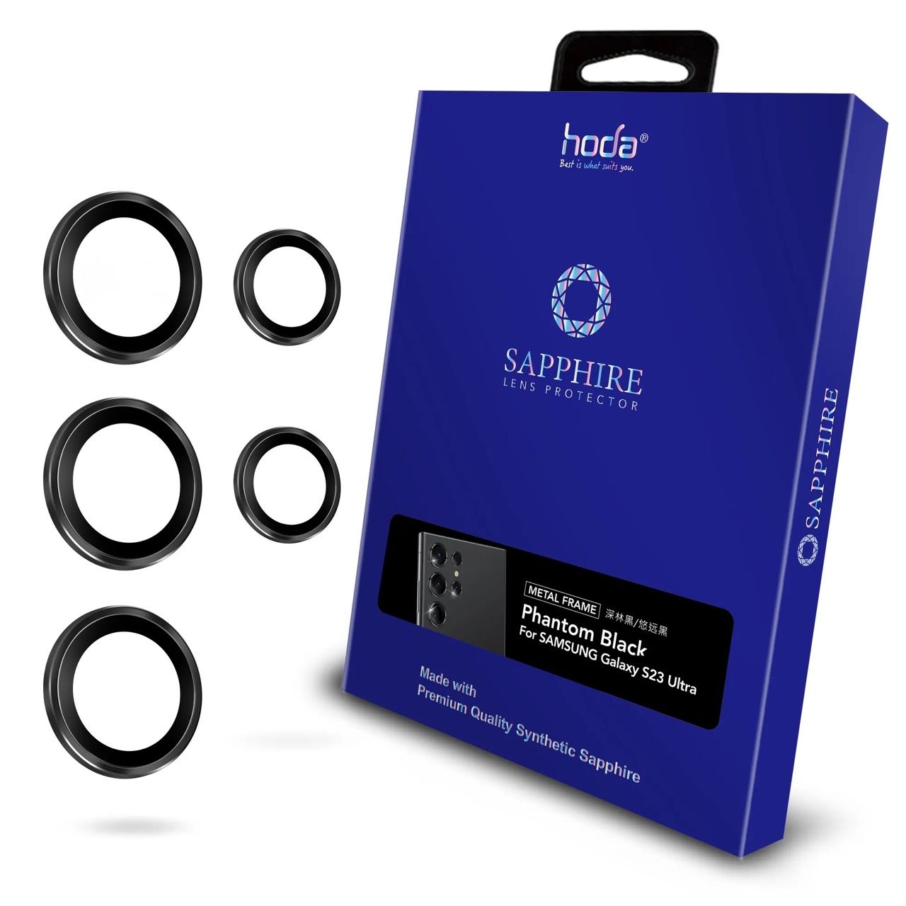 Lens HODA Sapphire bảo vệ camera cho Samsung S23 Ultra (5 vòng)