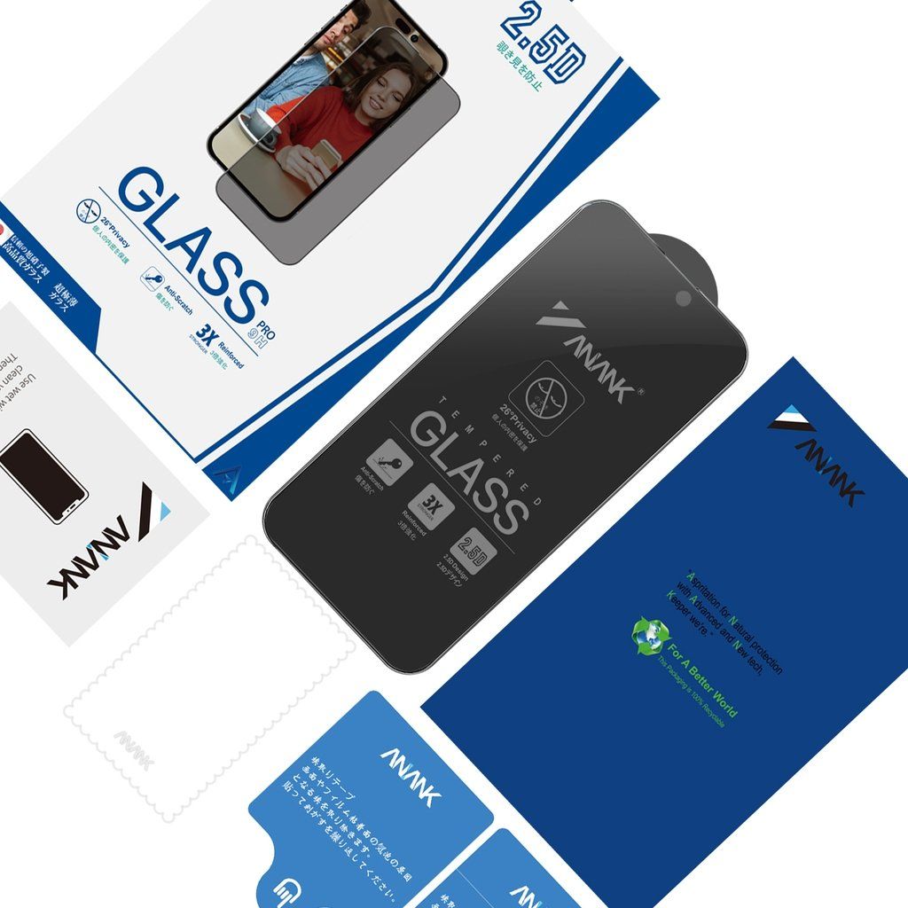 Dán cường lực iPhone 15 Pro Max/15 Pro/15 Plus/15 ANANK 2.5D chống nhìn trộm