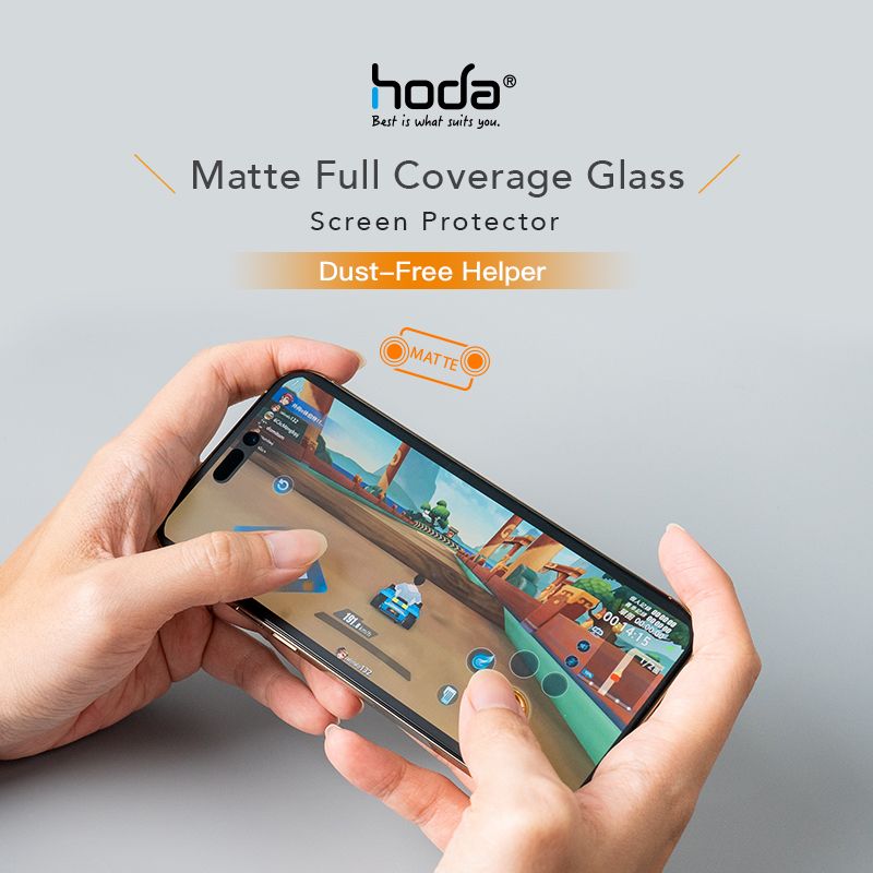 Dán Cường Lực IPhone 14 Pro HODA Full Chống Vân Tay Kèm Khung dán lấy bụi