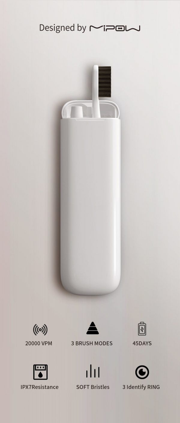 Bàn Chải điện MiPOW (FDA USA) I3-Plus Ultrasonic Toothbrush Travel Edition - CI-900-T1