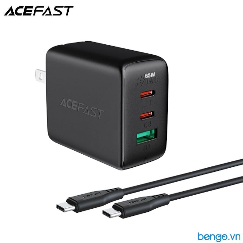 Sạc Nhanh ACEFast A15 PD3.0 65W 3 Cổng USB-C+USB-C+USB-A (US) - Bảo Hành 24 Tháng