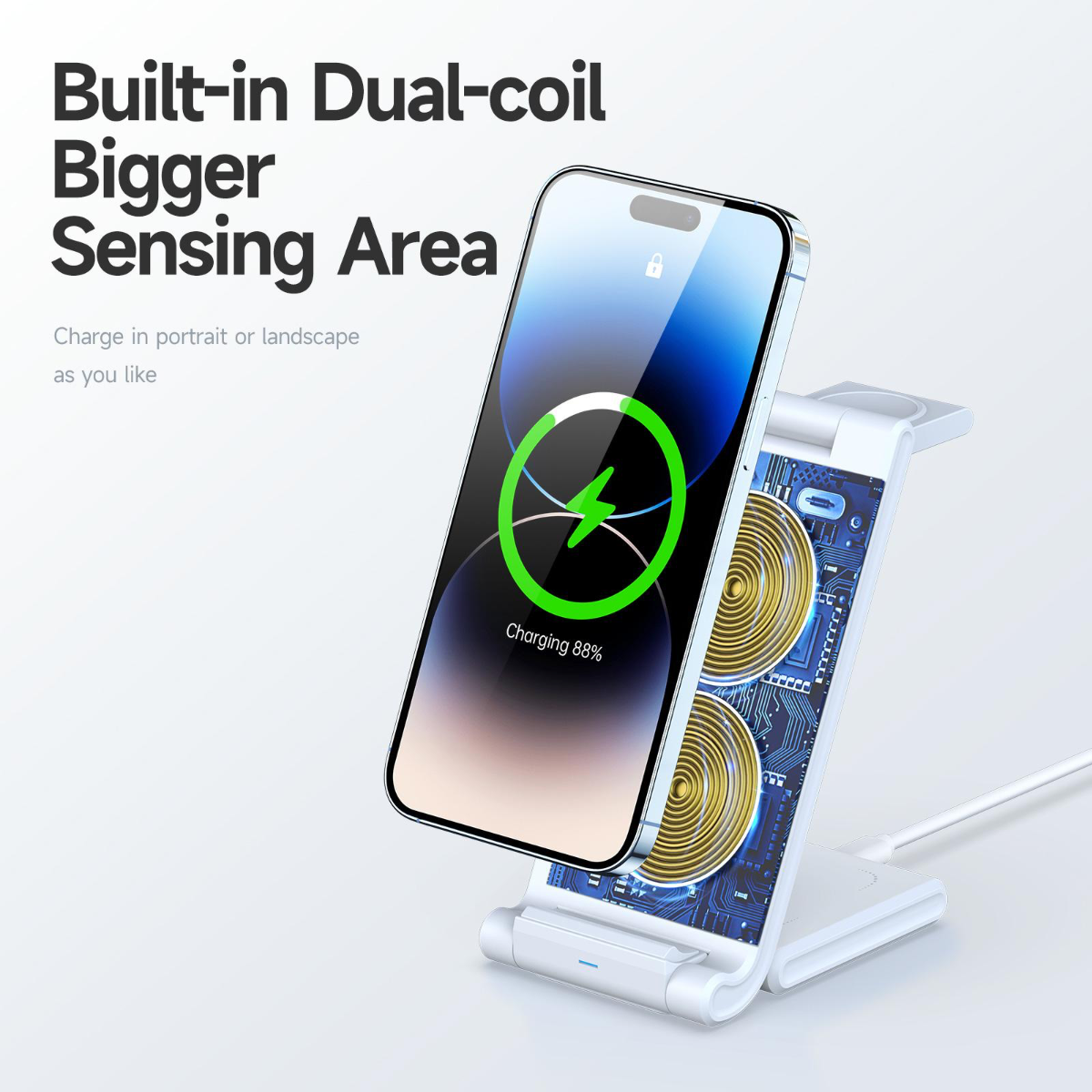 Duzzona W10-A Folding 3-in-1 Wireless Charger Stand 15W for iPhone / AirPods / Apple Watch