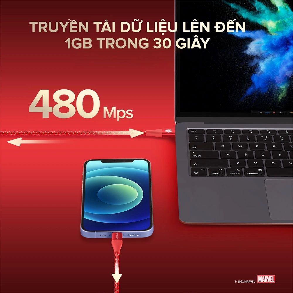 Cáp Anker Powerline II Type-C To Lightning 0.9M Marvel - A9548