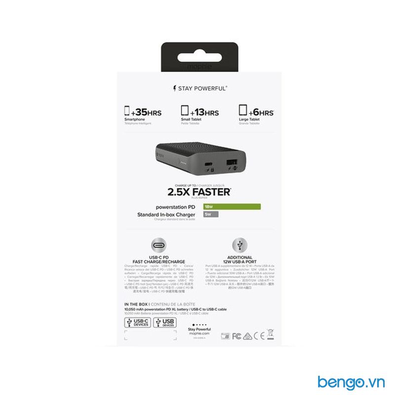 Pin Sạc Dự Phòng 10050mAh Mophie Powerstation USB-C Power Delivery XL - 401101508