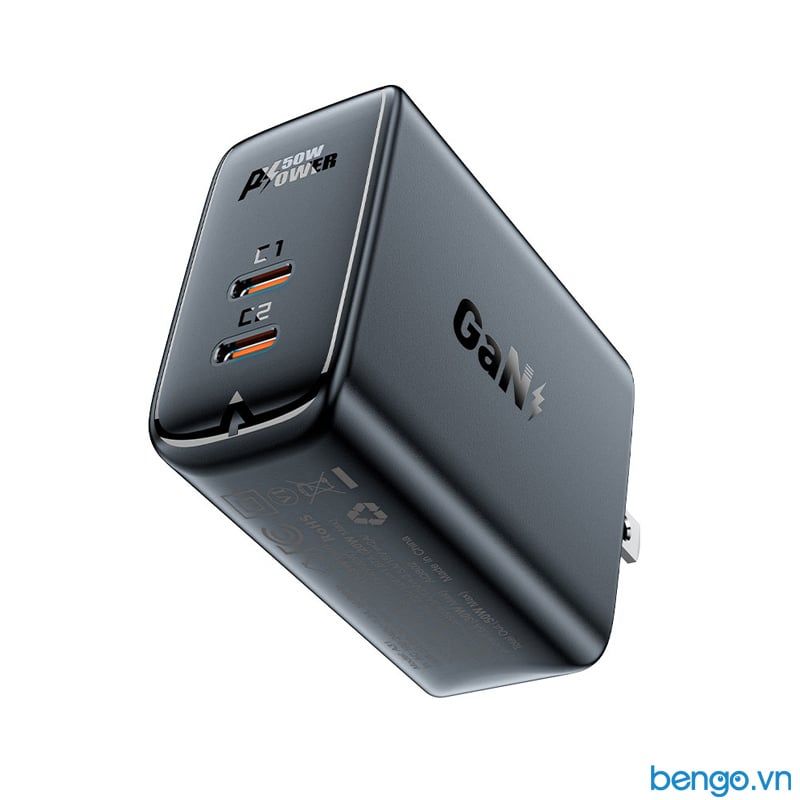 Sạc Nhanh ACEFAST A31 GaN PD3.0 50W 2 Cổng USB-C (US) - Bảo Hành 24 Tháng
