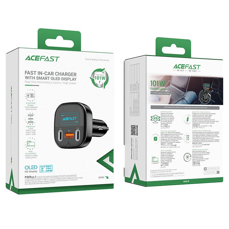 Sạc nhanh xe hơi ACEFAST B5 101W 3 cổng (2xUSB-C+USB-A)