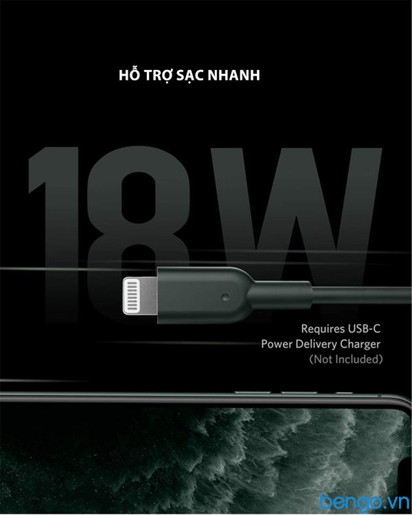 Cáp Điện Thoại Anker PowerLine II USB-C To Lightning MFi Dài 1.8m - A8633