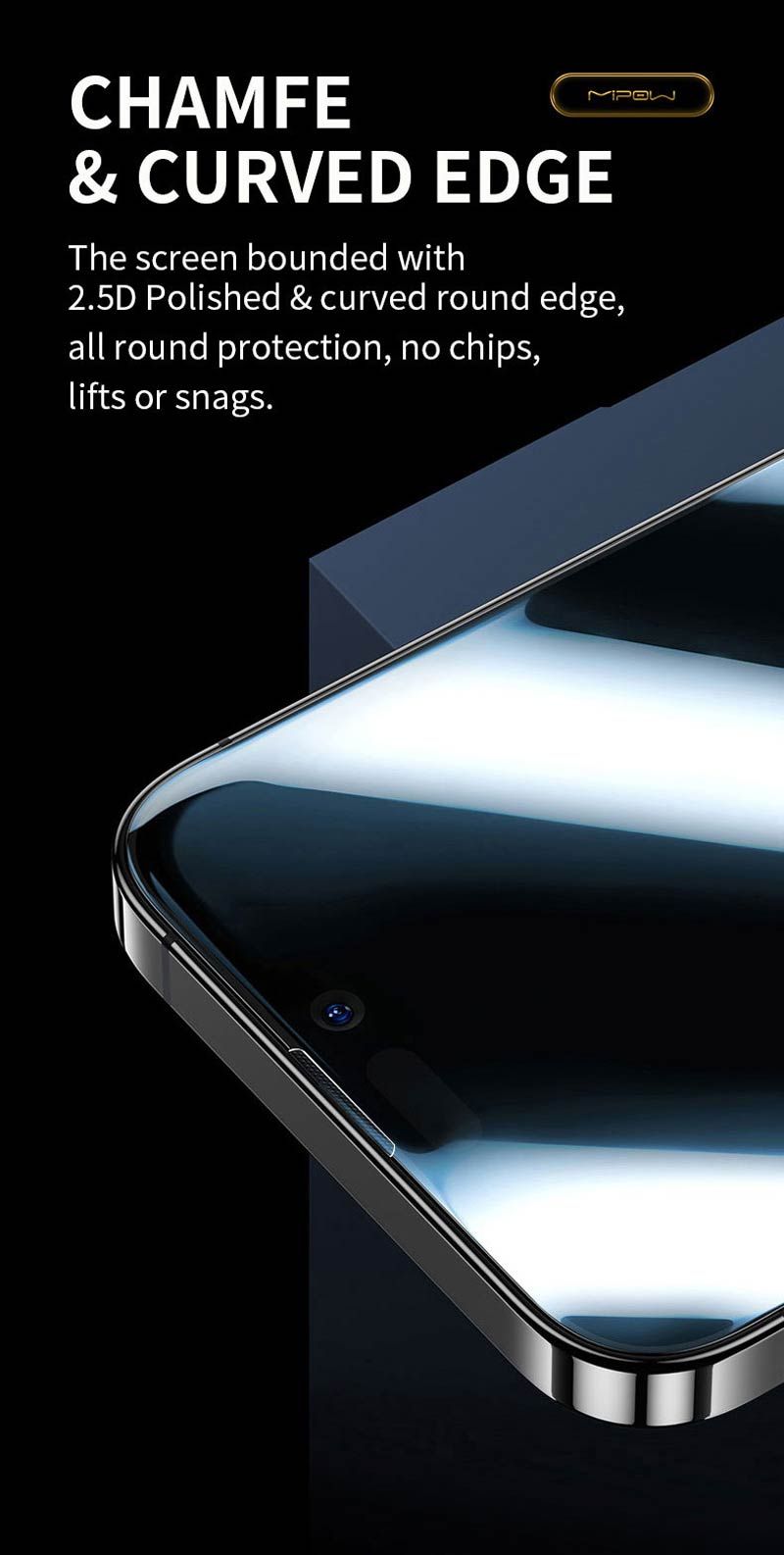 Dán cường lực iPhone 13/13 Pro Max/14 Pro/14 Pro Max MIPOW KINGBULL PREMIUM SILK (2.7D)