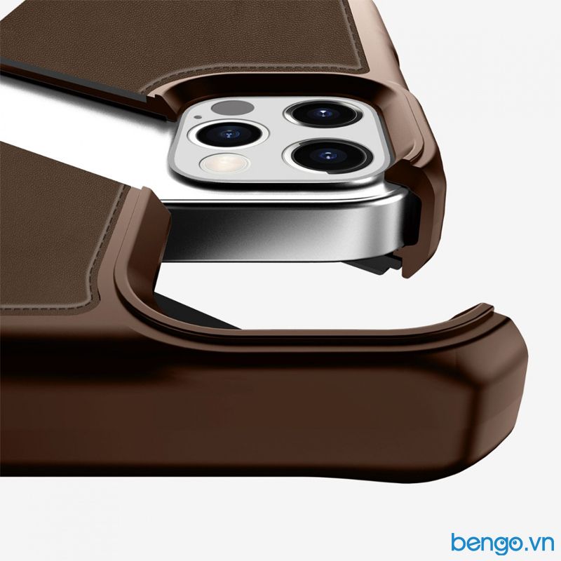 Bao Da iPhone 12 Pro Max ITSKINS Hybrid // Folio Leather Antimicrobial