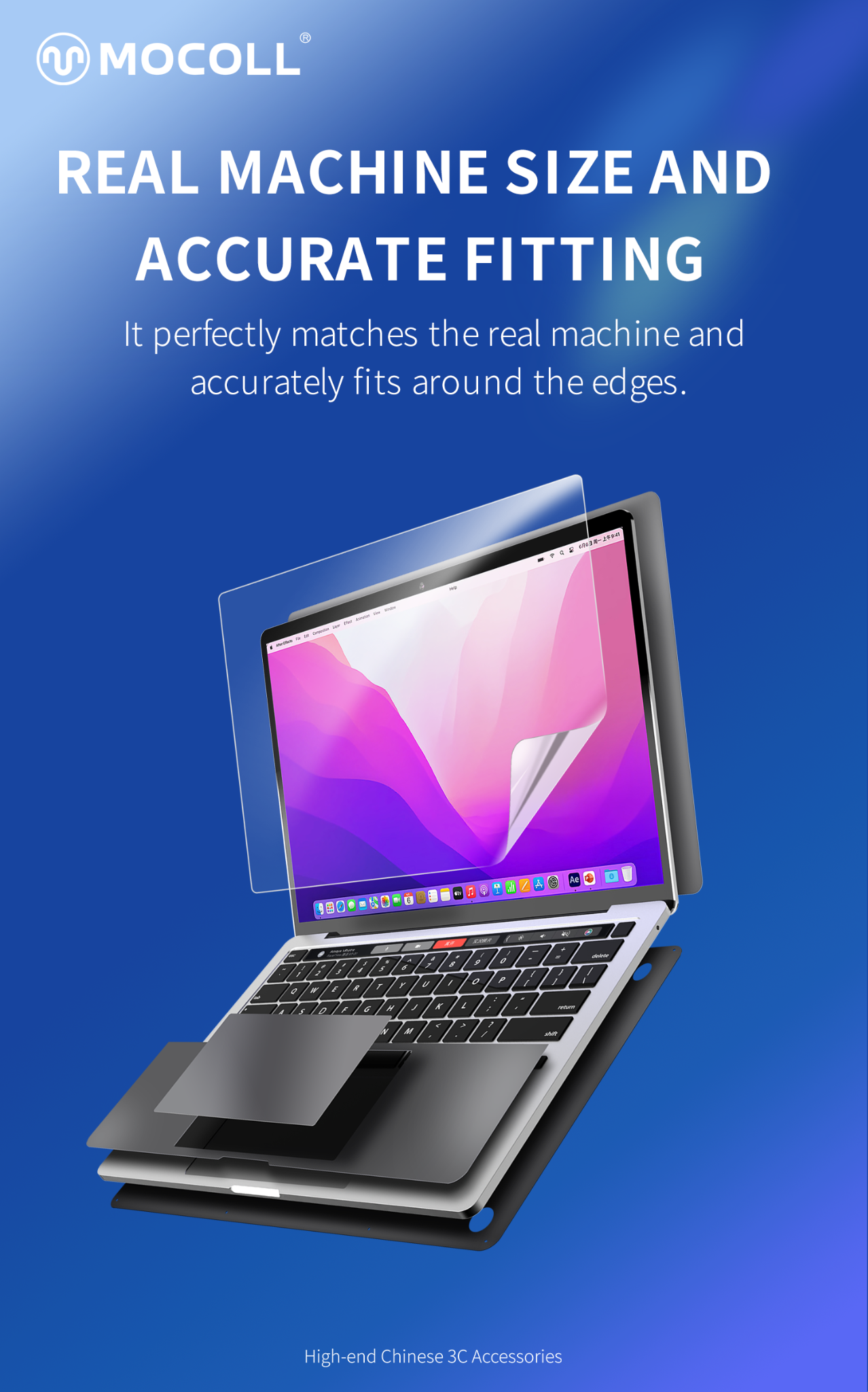 Bộ Dán Full MacBook Air M2 MOCOLL 5 In 1 Diamond Series