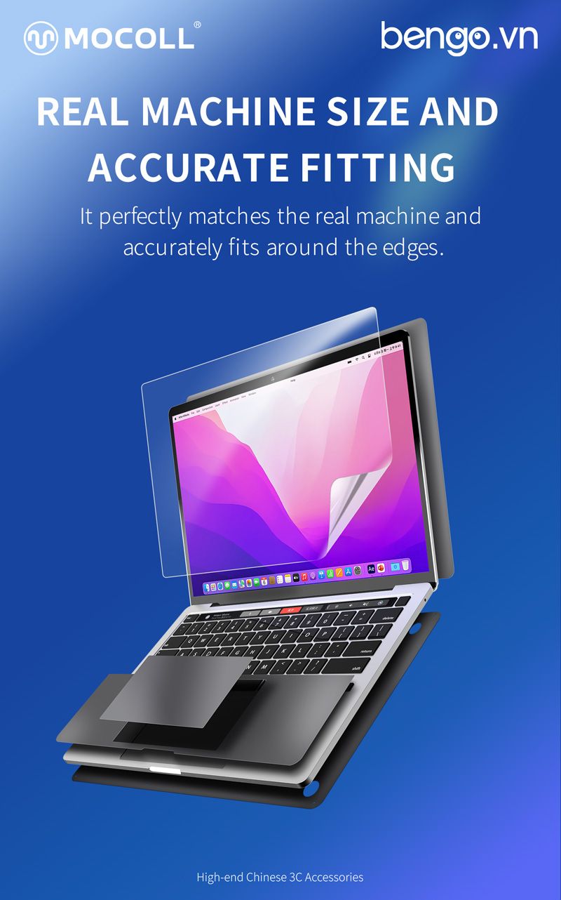 Bộ Dán Full MacBook Air M2 MOCOLL 5 In 1 Diamond Series