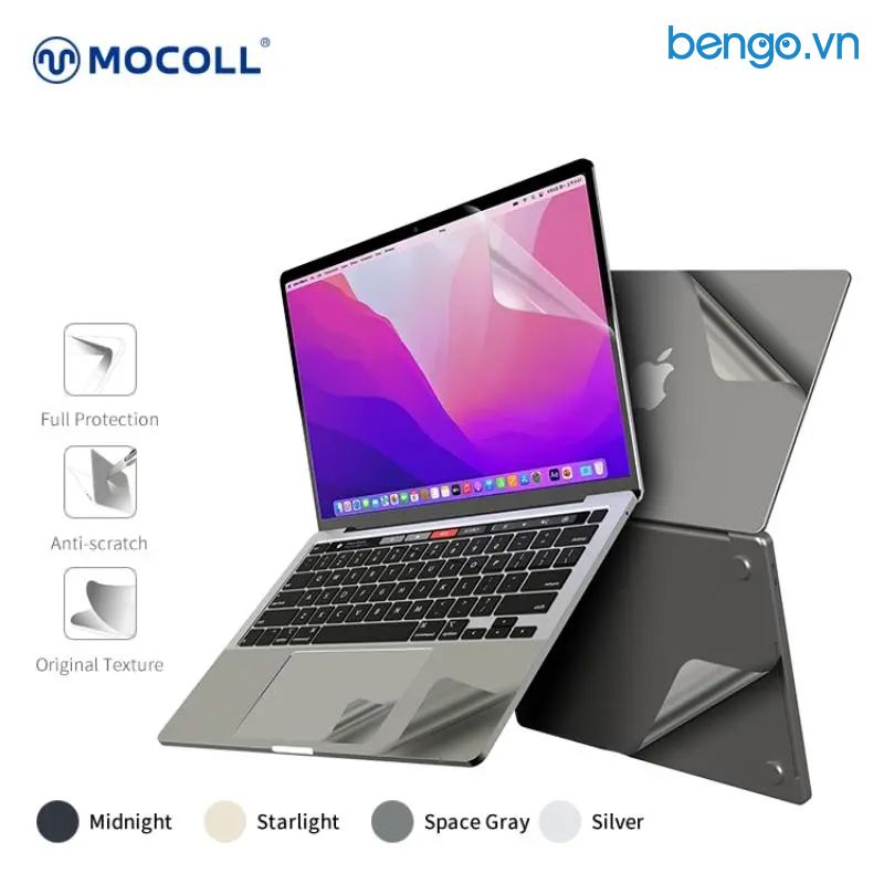 Bộ Dán Full MacBook Air M2 MOCOLL 5 In 1 Diamond Series