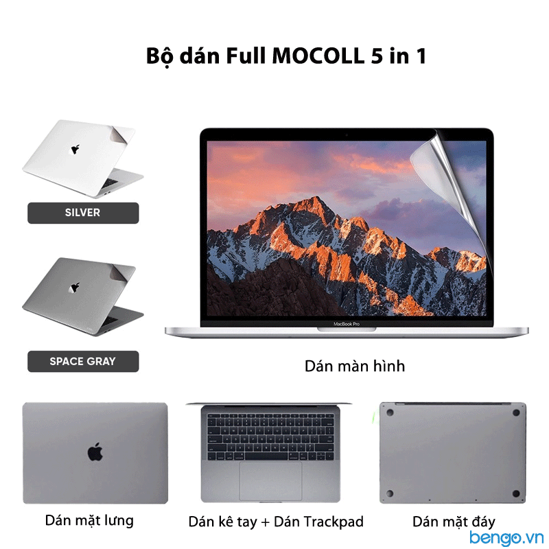 Bộ dán Full MOCOLL 5 in 1 cho MacBook Pro 13