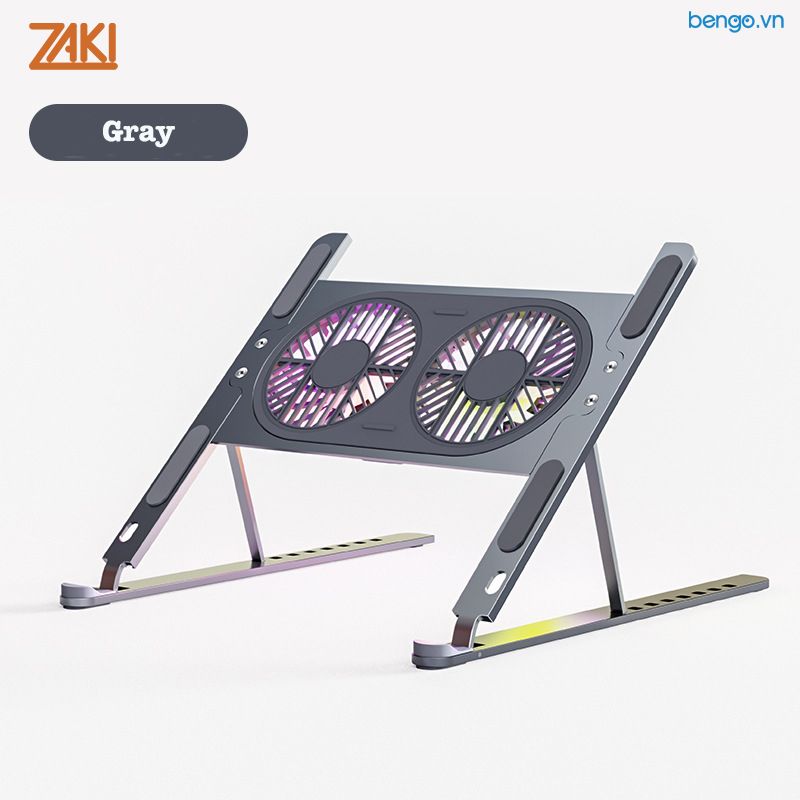 GIÁ ĐỠ LAPTOP/MACBOOK/IPAD 11-16 INCH KIÊM ĐẾ TẢN NHIỆT 2 QUẠT LED 7CM ZAKI - P11-F