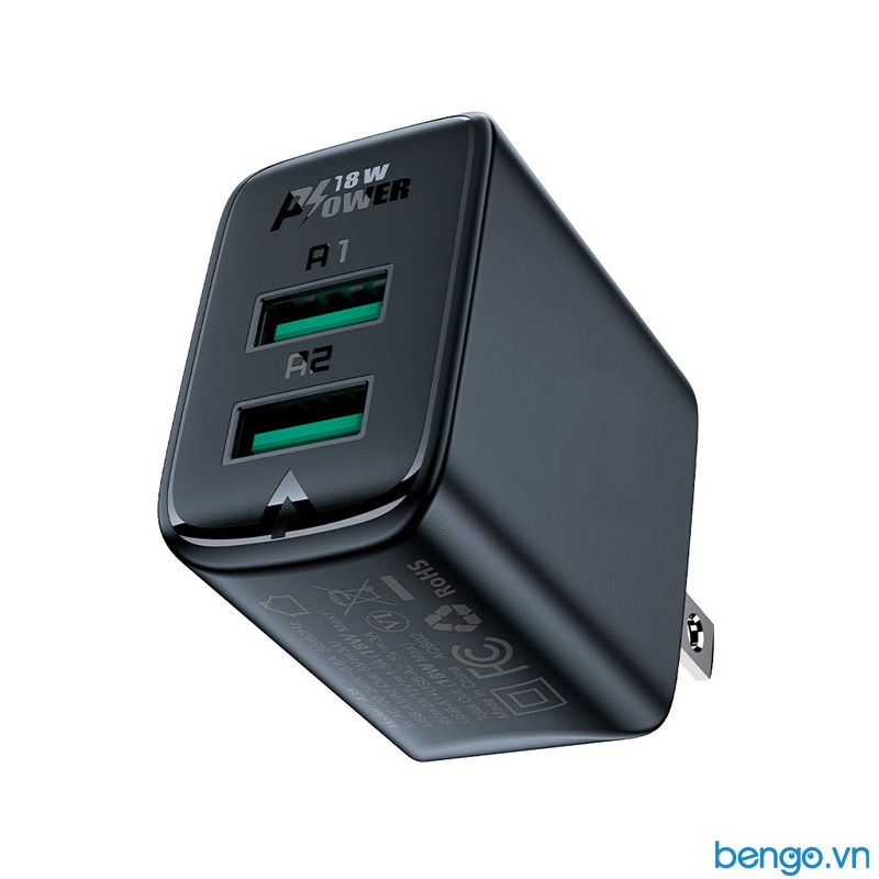 Sạc Nhanh ACEFAST A35 QC18W 2 Cổng USB-A (US) - Bảo Hành 24 Tháng