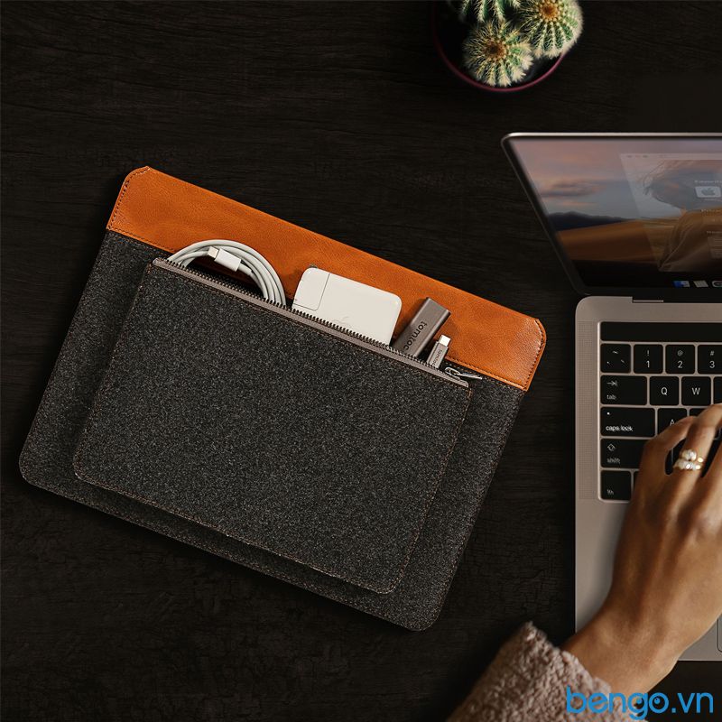 Túi Chống Sốc TOMTOC Felt Và PU Leather Cho Macbook Pro/Air 13