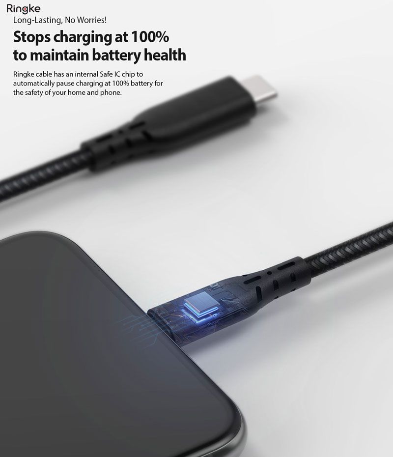 Cáp Sạc Nhanh RINGKE USB-C To Lightning Chuẩn MFi Dài 1.2m