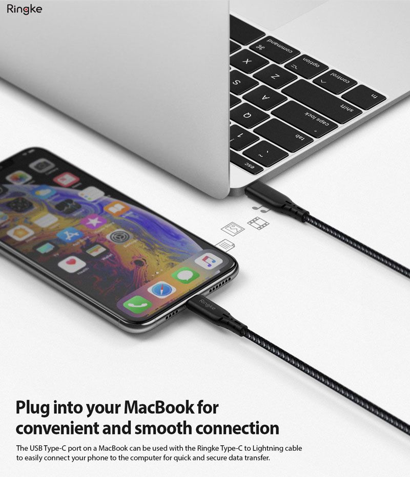 Cáp Sạc Nhanh RINGKE USB-C To Lightning Chuẩn MFi Dài 1.2m