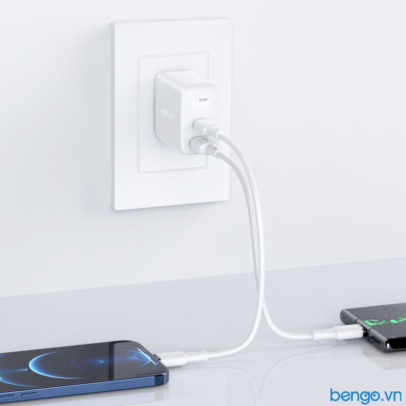 Sạc Nhanh ACEFAST A7 PD3.0 32W 2 Cổng USB-C+ USB-A (US) - Bảo Hành 24 Tháng
