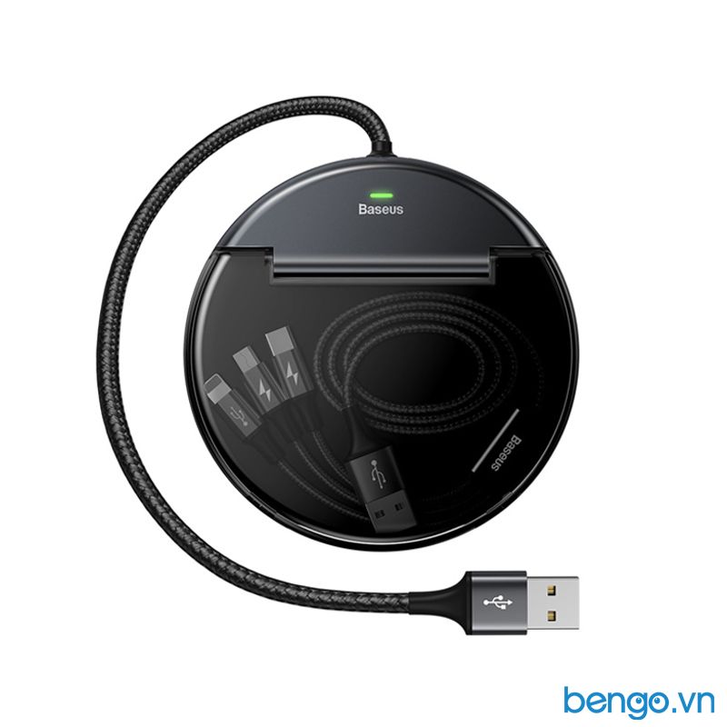 Bộ chia sạc tích hợp cáp sạc 3 đầu Baseus Car Sharing Charging Station (Type-C+Dual USB Port with 3in1 Lightning/Type-C/Micro Cable)