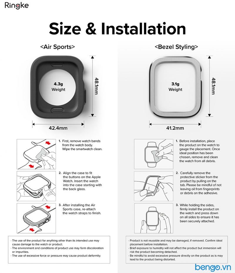 Combo Ringke Air Sports & Bezel Styling Apple Watch 9/8/7 45mm/SE/6/5/4 44mm