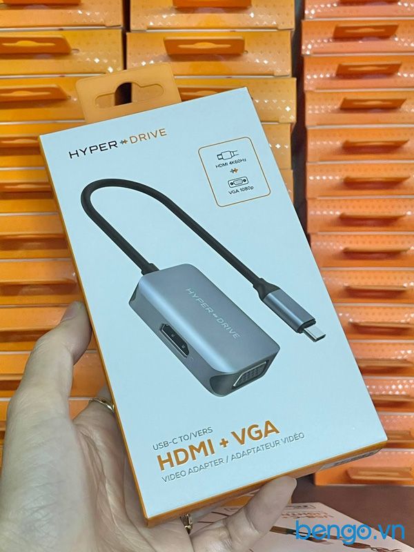 Cổng chuyển HyperDrive 2 in 1 USB-C qua HDMI/VGA 4K - HD-C2HV