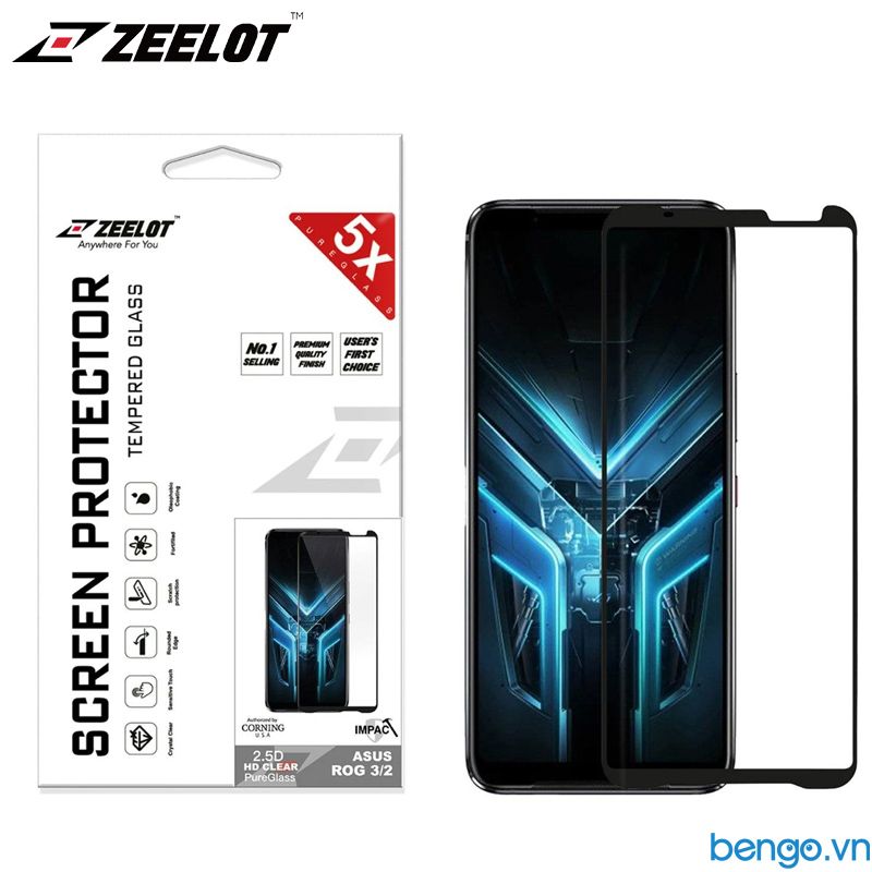 Dán Cường Lực Asus ROG Phone 2/3/5 ZEELOT PureGlass 2.5D Full Keo