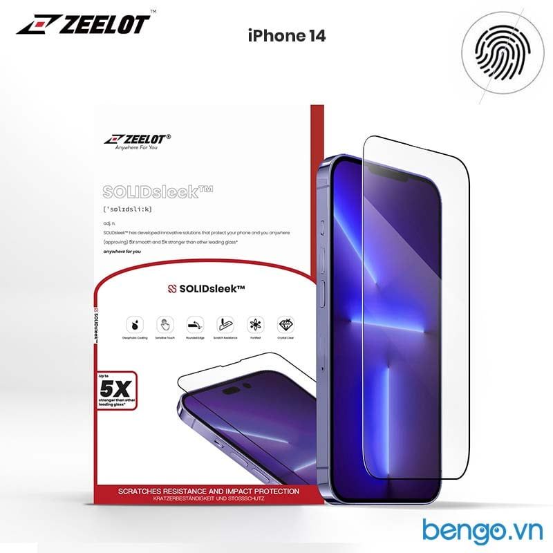 Dán Cường Lực Chống Vân Tay iPhone 14 SOLIDSLEEK ZEELOT