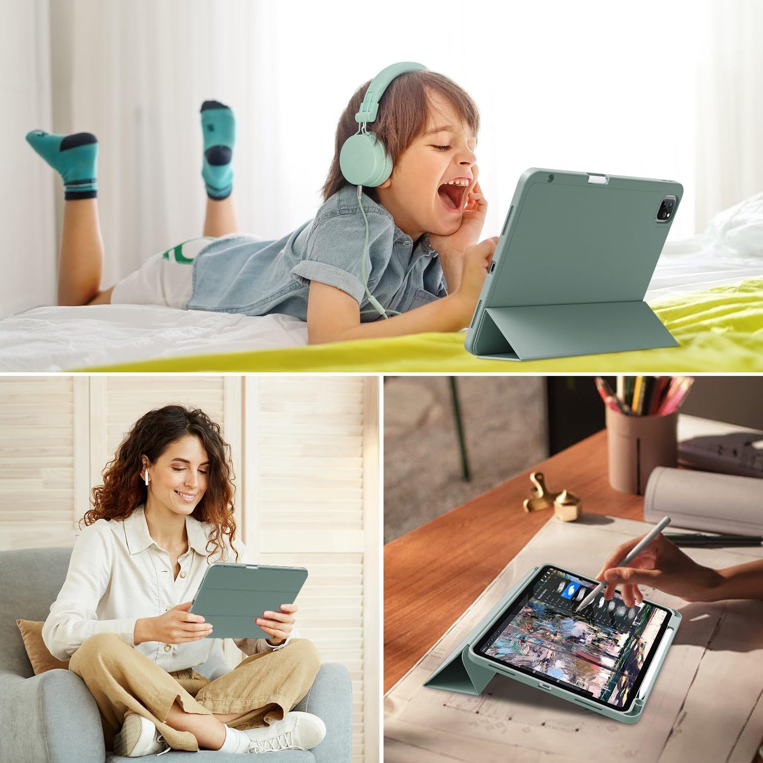 Bao da iPad Air 11” M3/M2 Zaki Basic Cover có ngăn đựng bút