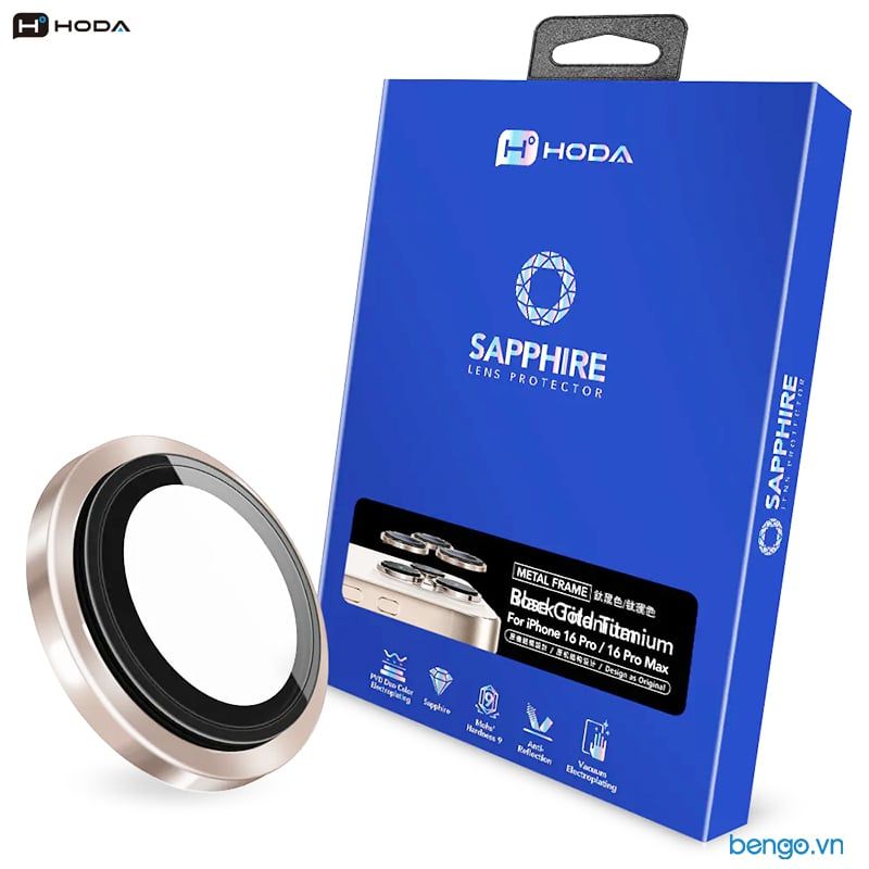 Kính bảo vệ camera iPhone 16 Pro Max/16 Pro Hoda Sapphire (3 Lens)