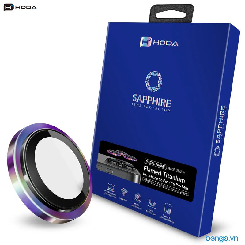 Kính bảo vệ camera iPhone 16 Pro Max/16 Pro Hoda Sapphire (3 Lens)
