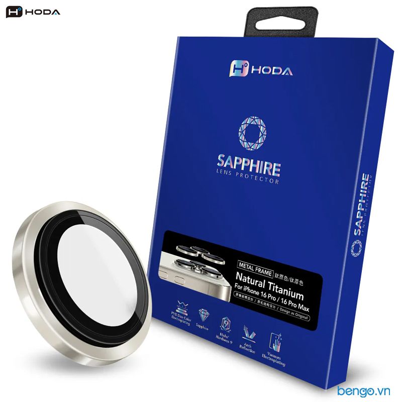 Kính bảo vệ camera iPhone 16 Pro Max/16 Pro Hoda Sapphire (3 Lens)