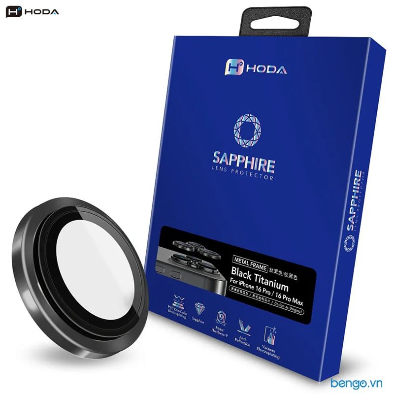 Kính bảo vệ camera iPhone 16 Pro Max/16 Pro Hoda Sapphire (3 Lens)