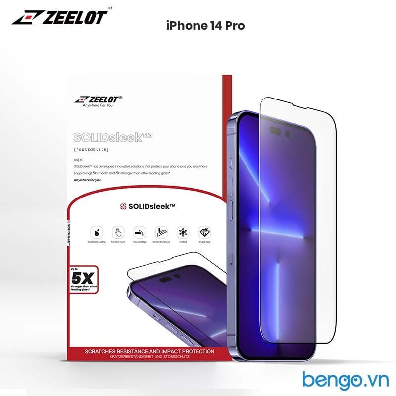Dán Cường Lực Trong Suốt IPhone 14 Pro SOLIDSLEEK ZEELOT