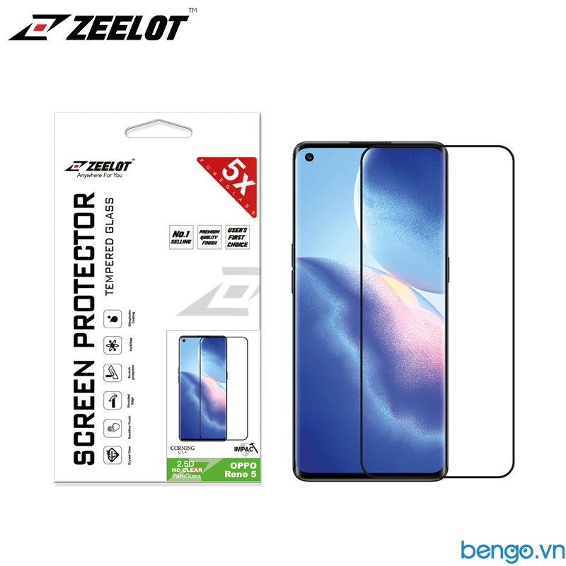 Dán Cường Lực OPPO Reno 5 ZEELOT PureGlass 2.5D Full Keo